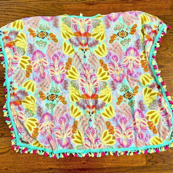 Matilda Jane Other - Matilda Jane Capeside Fringe Swim Cover Up Size Small V Neck Poncho Beach Pool